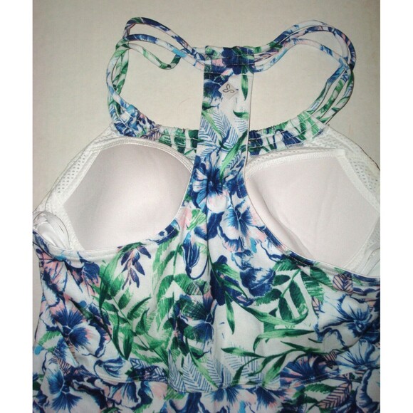 New Womens NWT PrAna S Pristine Dress Recycled Blue White Green Flower Bra Adjus - Picture 7 of 7